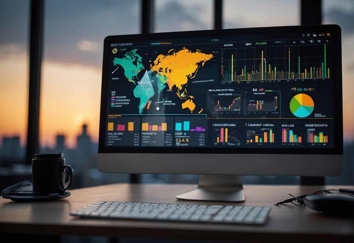 A computer screen displaying Matomo's dashboard with colorful charts and graphs, symbolizing privacy-focused analytics
