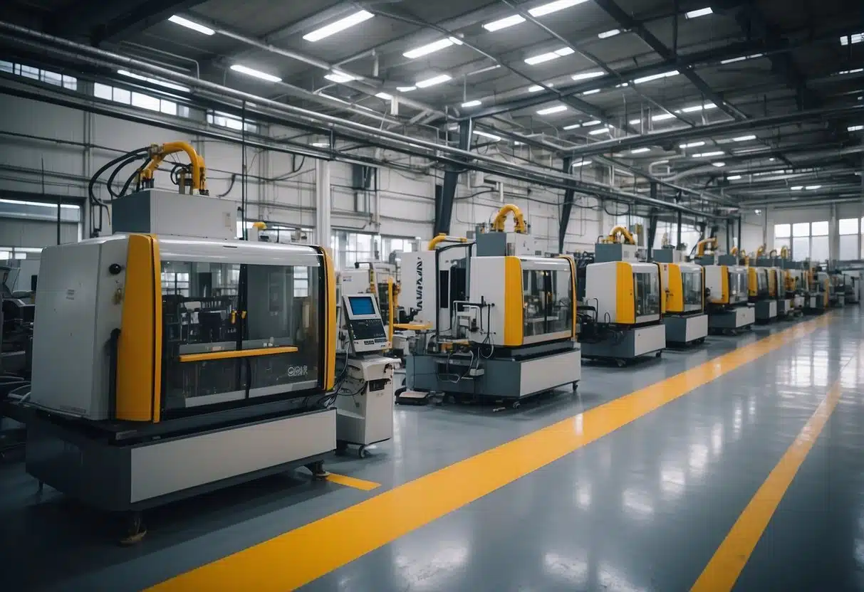 A factory with modern machinery producing high-quality products. A team of professionals working together to ensure efficiency and excellence
