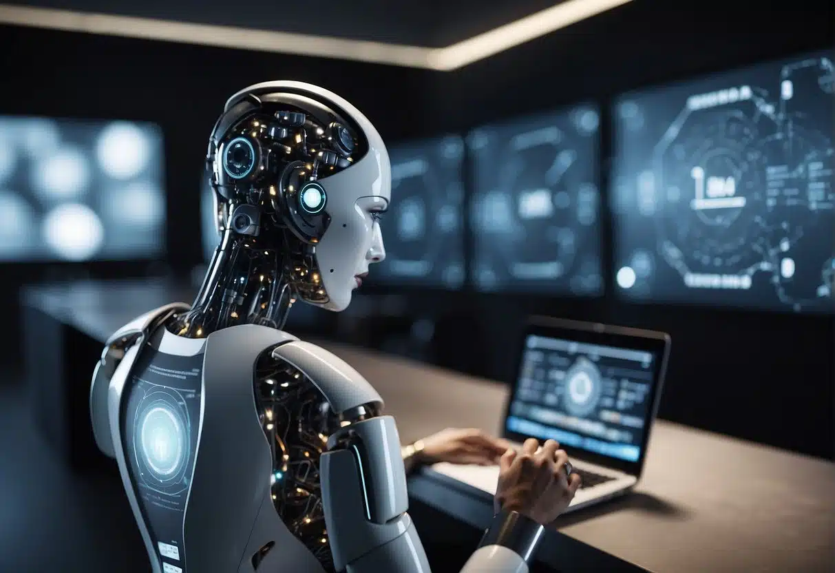 AI interacts with customers through various channels. Data analytics measures AI's impact on business success