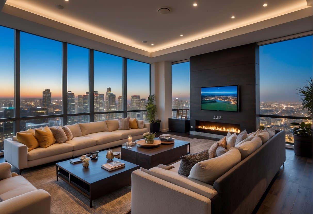 A virtual tour of a modern property, with interactive features and immersive experiences, showcasing its unique selling points and amenities