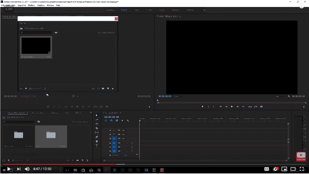 Example of the premiere pro dashboard - Premiere Pro Editing