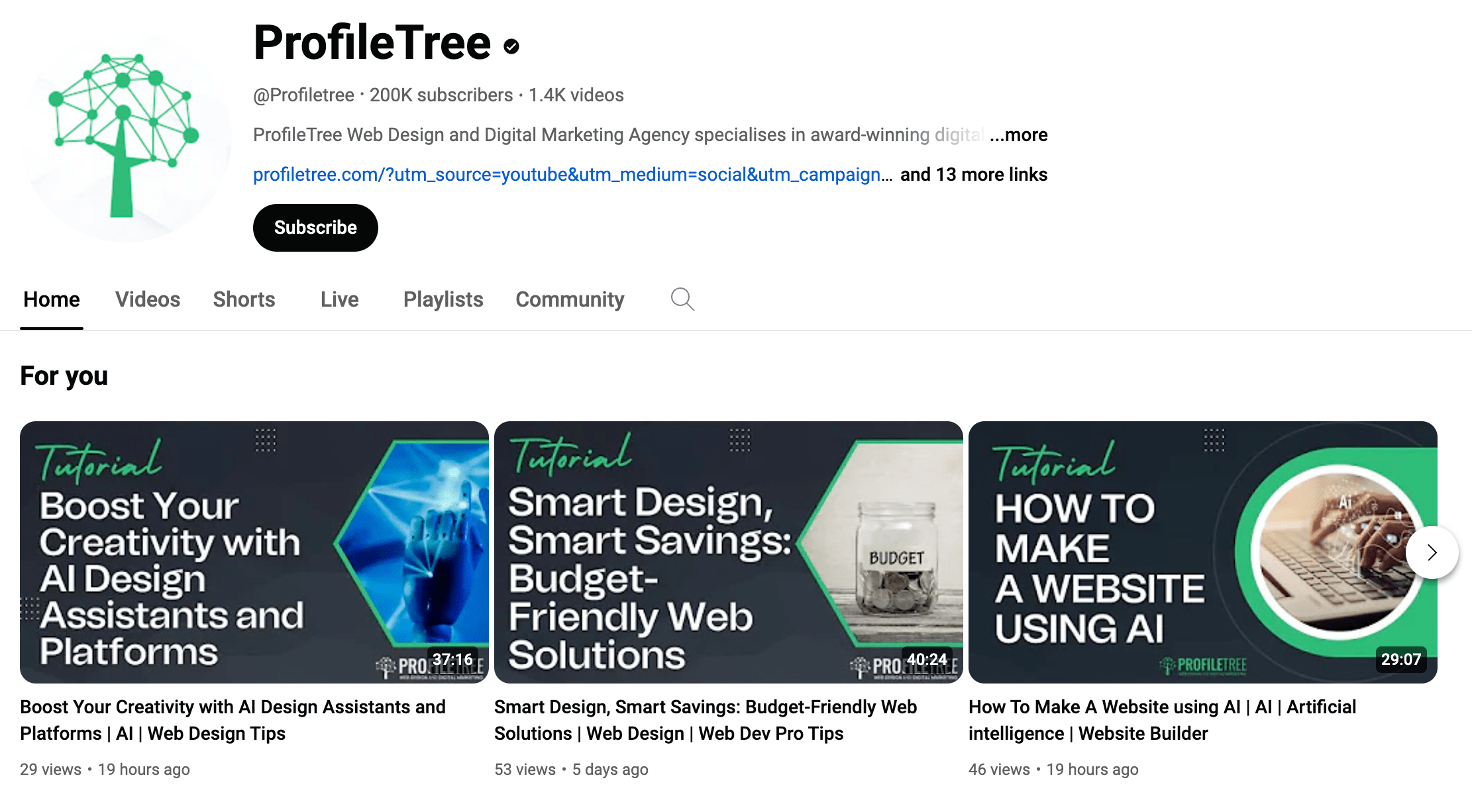 Profiletree YouTube Subscribers