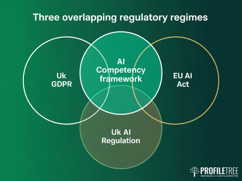 AI Competency Framework compliance Venn diagram showing UK and EU regulatory regimes