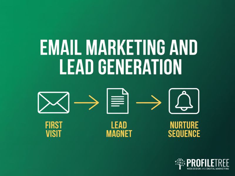 Digital Marketing for Manufacturers email lead generation flow from first visit to lead magnet to nurture sequence
