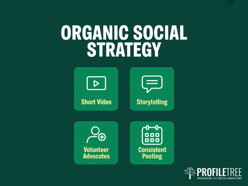 Four pillars of organic social media strategy for charities working with a budget for non-profits