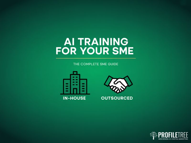 AI Training for Your SME: a flat vector graphic showing the in-house versus outsourced decision framework for small businesses