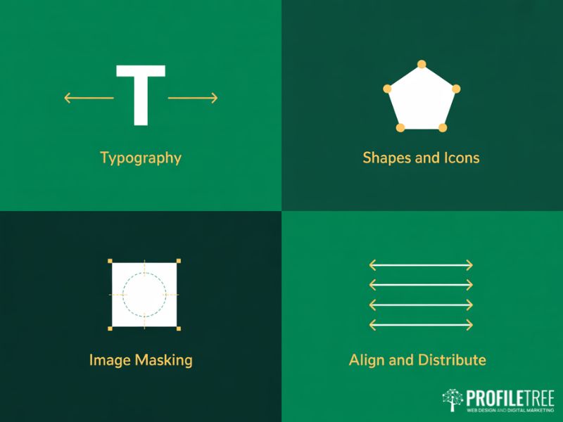 Google Slides core design tools including typography shapes image masking and alignment