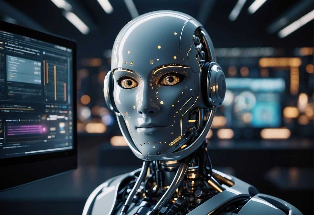 An AI chatbot configuration panel with advanced settings and optimization options displayed on a computer screen