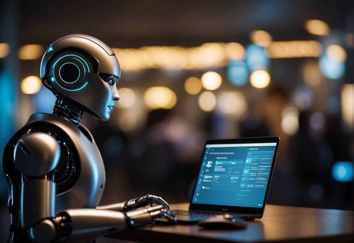 An AI chatbot interacts with users, tailoring responses and recommendations. Advanced settings are configured for optimal performance