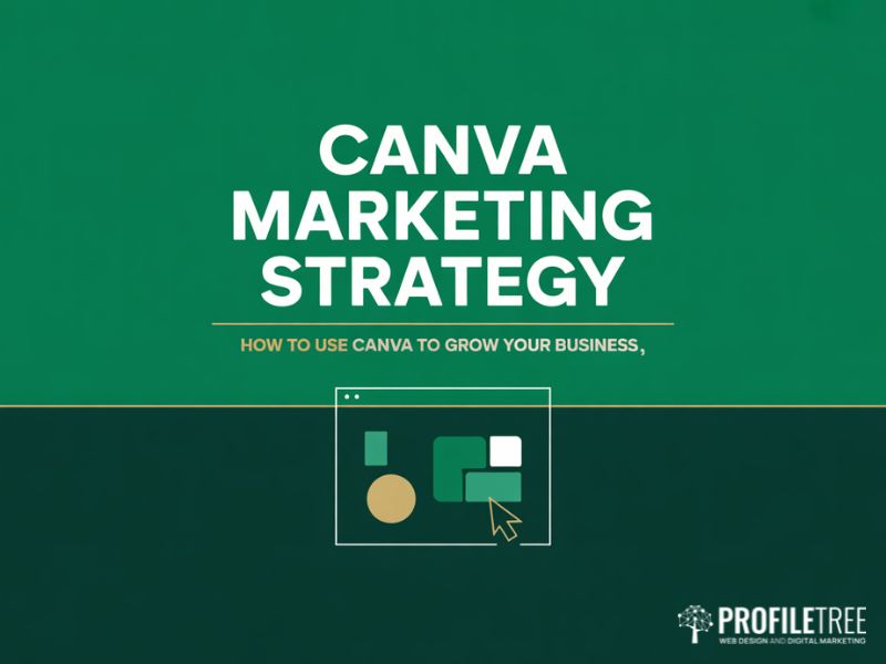 Hero image for Canva marketing strategy guide showing a design canvas with graphic elements and a cursor icon with title text reading Canva Marketing Strategy How to Use Canva to Grow Your Business