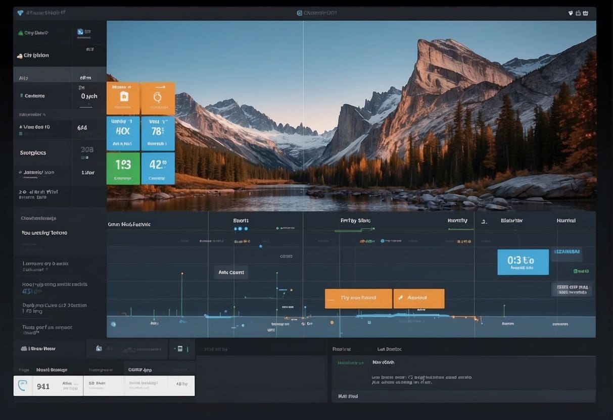 A split-screen comparison of Buffer and Hootsuite interfaces, with pricing and plan details displayed. Graphs and charts show scheduling capabilities and user analytics