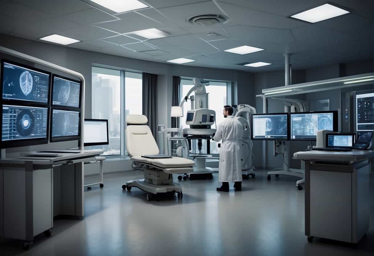 An AI program assists in medical training, displaying virtual patient scenarios for small practices