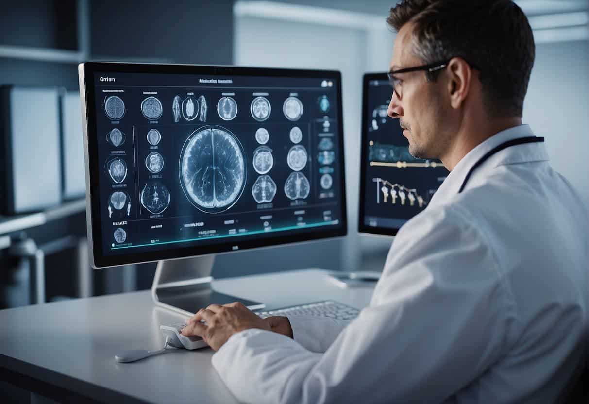 An AI-powered medical device scans patient data for disease detection and treatment recommendations