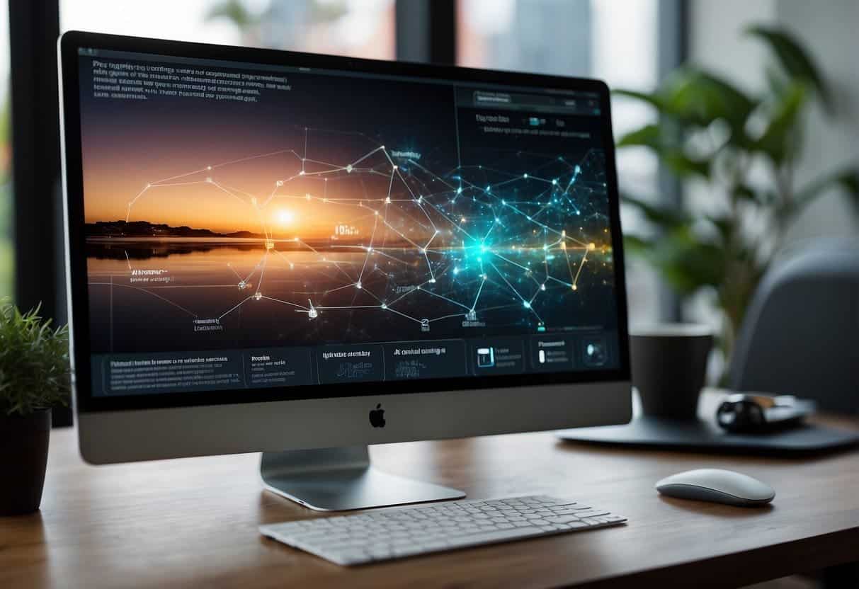 A computer screen displaying AI algorithms enhancing online learning platforms