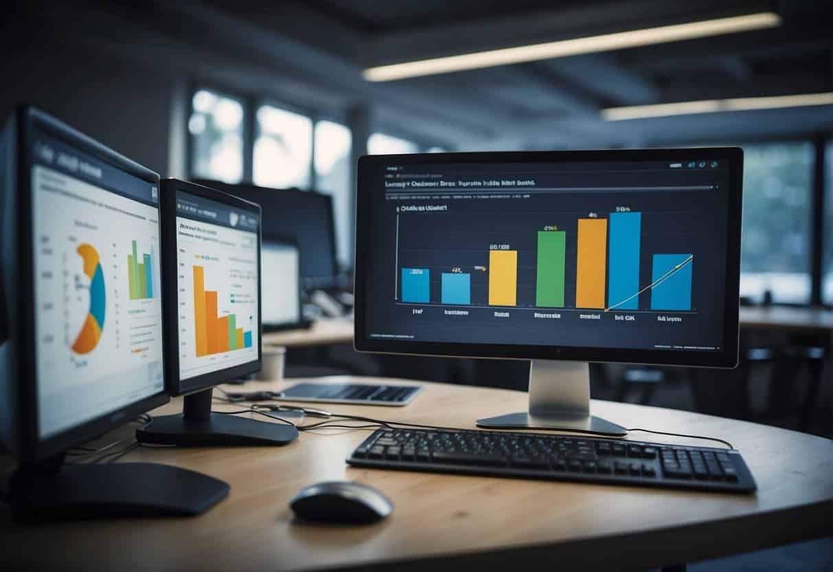 A computer program analyzes data from online learning systems, displaying graphs and charts to measure learning outcomes