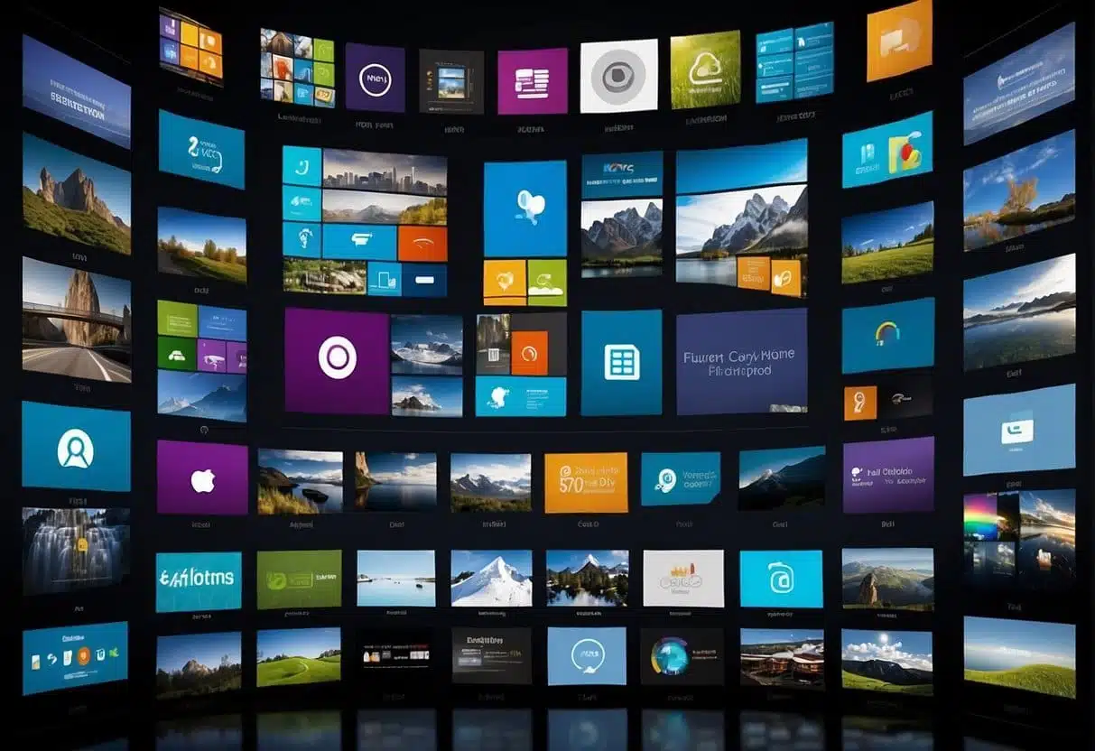A computer screen displaying a sleek and modern user interface, with bold and vibrant colors, clear navigation, and engaging graphics