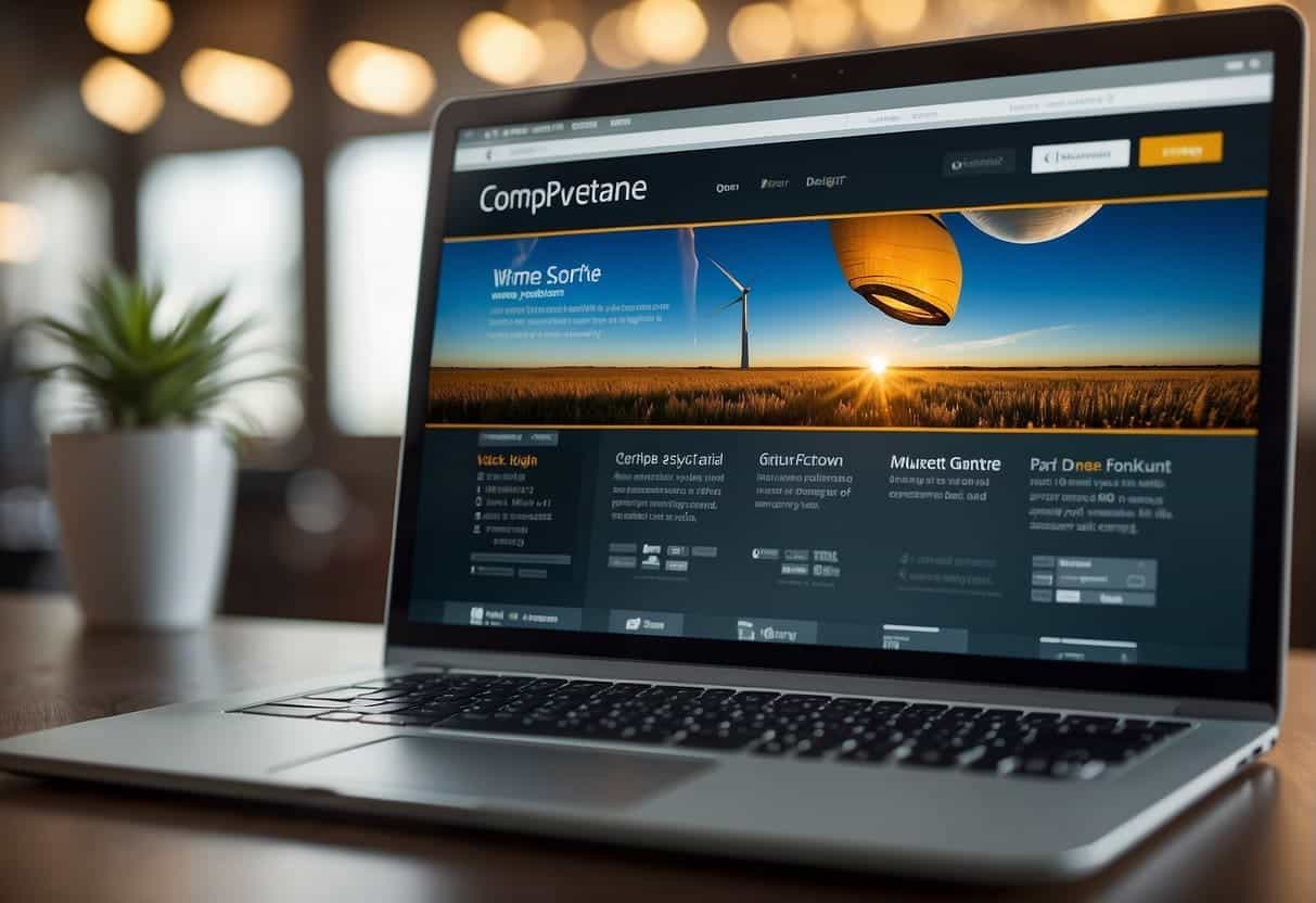 A computer screen with a website design interface open, featuring customizable elements and easy-to-use content management systems