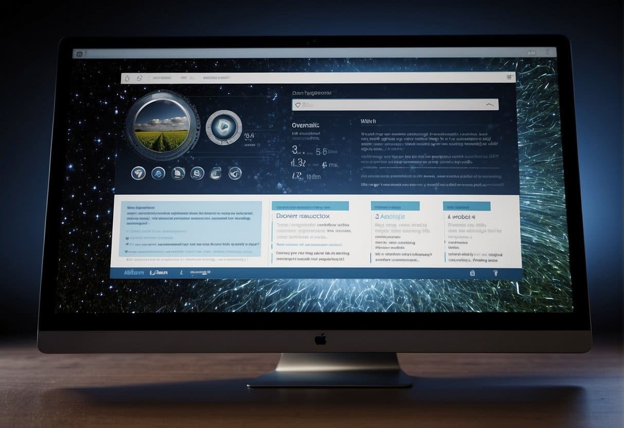 A computer screen with a web page open, featuring accessible design elements such as clear navigation, high contrast text, and alternative text for images