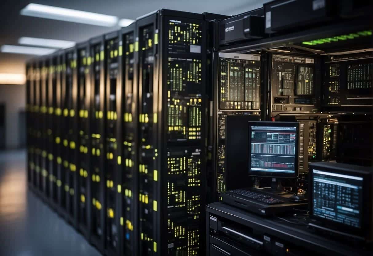 A website expanding to accommodate increasing traffic and data demands. Servers and network infrastructure growing to handle increased load