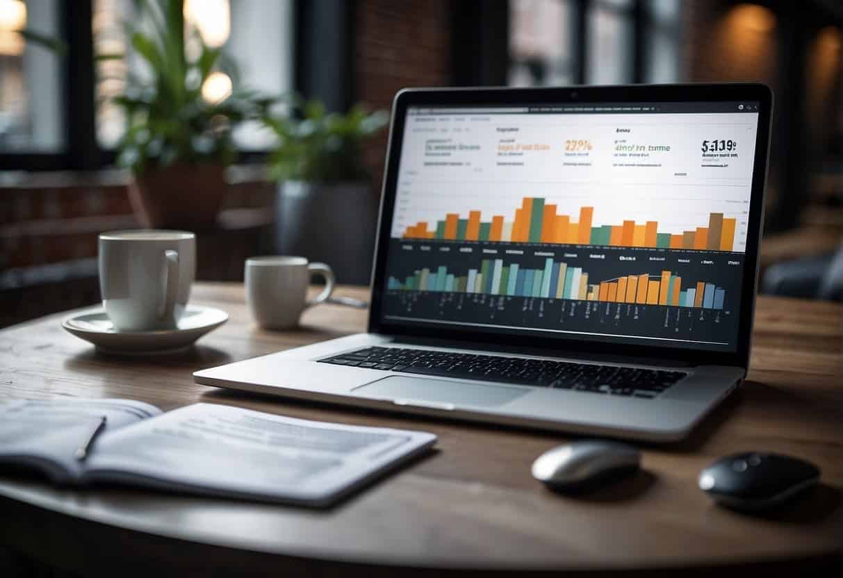 A computer screen displaying a website with a highlighted section of alt text. Graphs and charts showing user engagement and analytics data