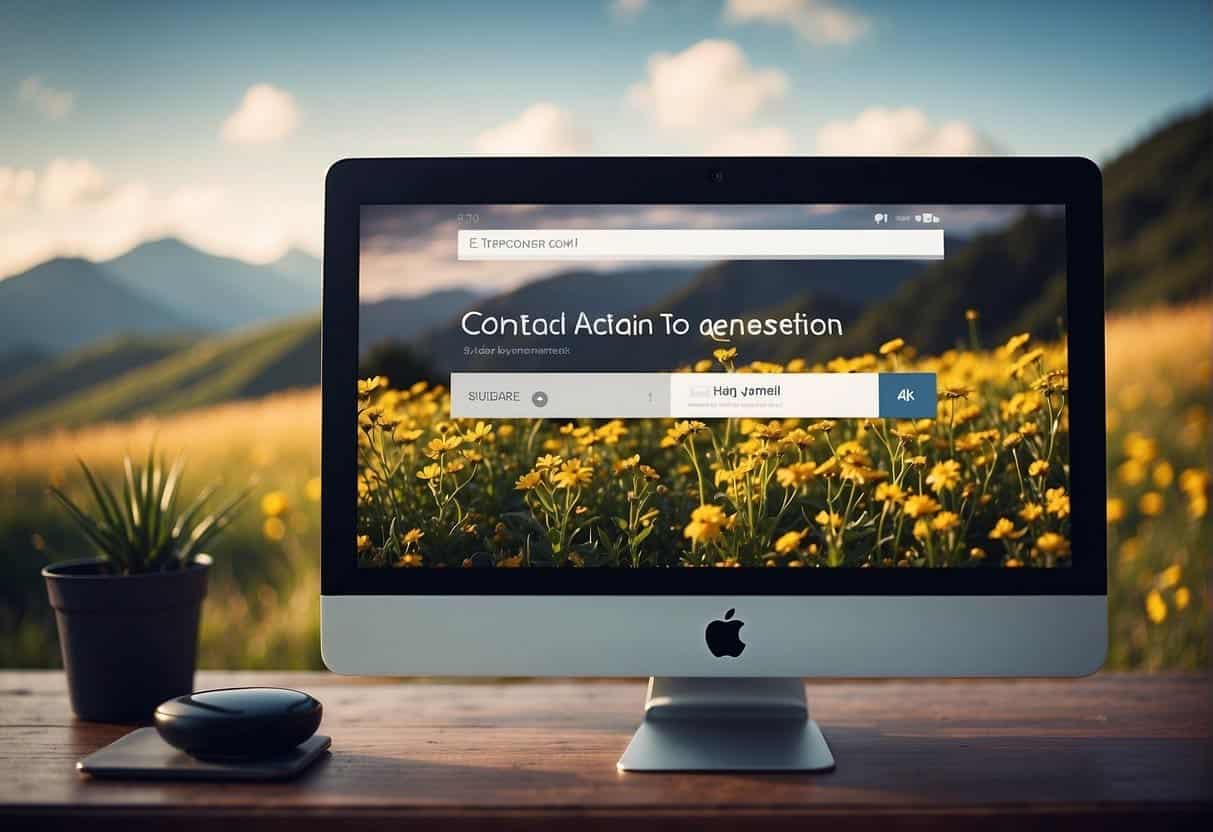 A computer screen displaying a user-friendly contact page with clear call-to-action buttons and a simple form for lead generation