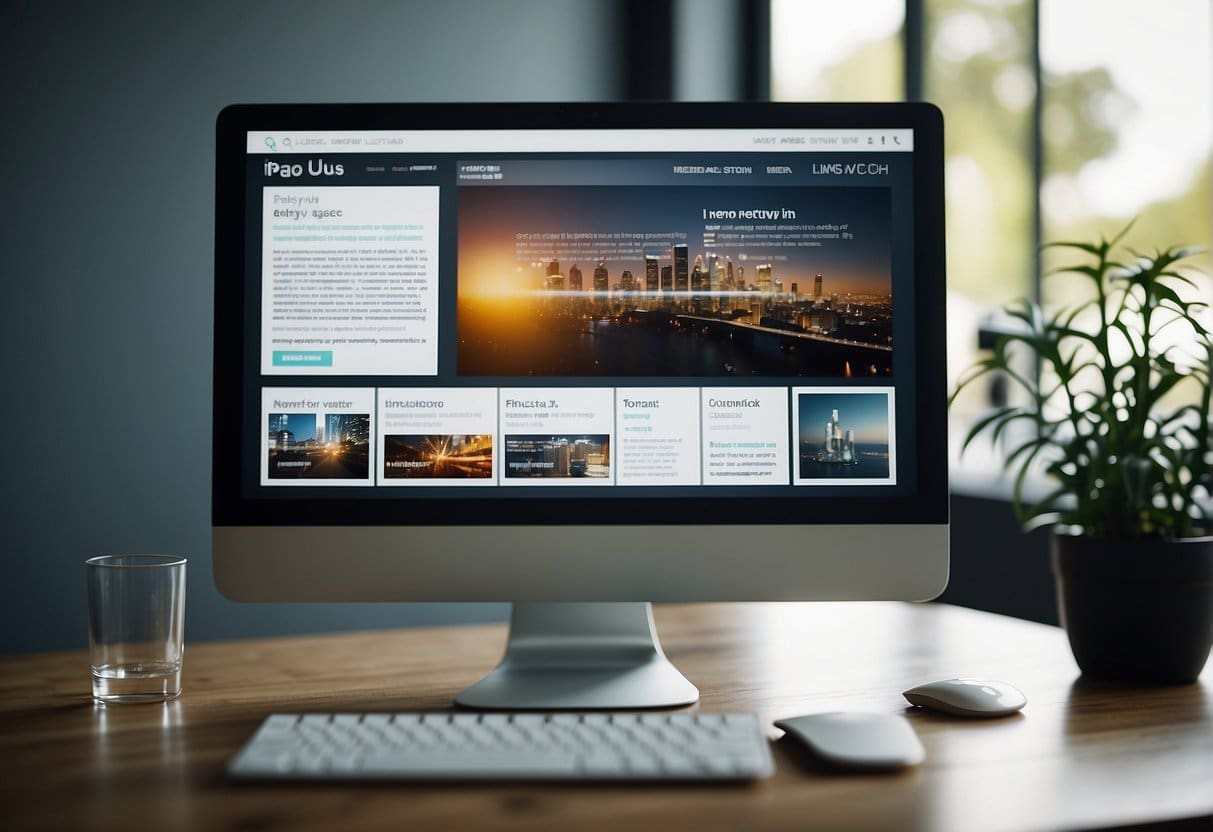 A computer screen displaying a dynamic About Us page with interactive elements and engaging multimedia. The page design is modern and visually appealing, with clear and concise information