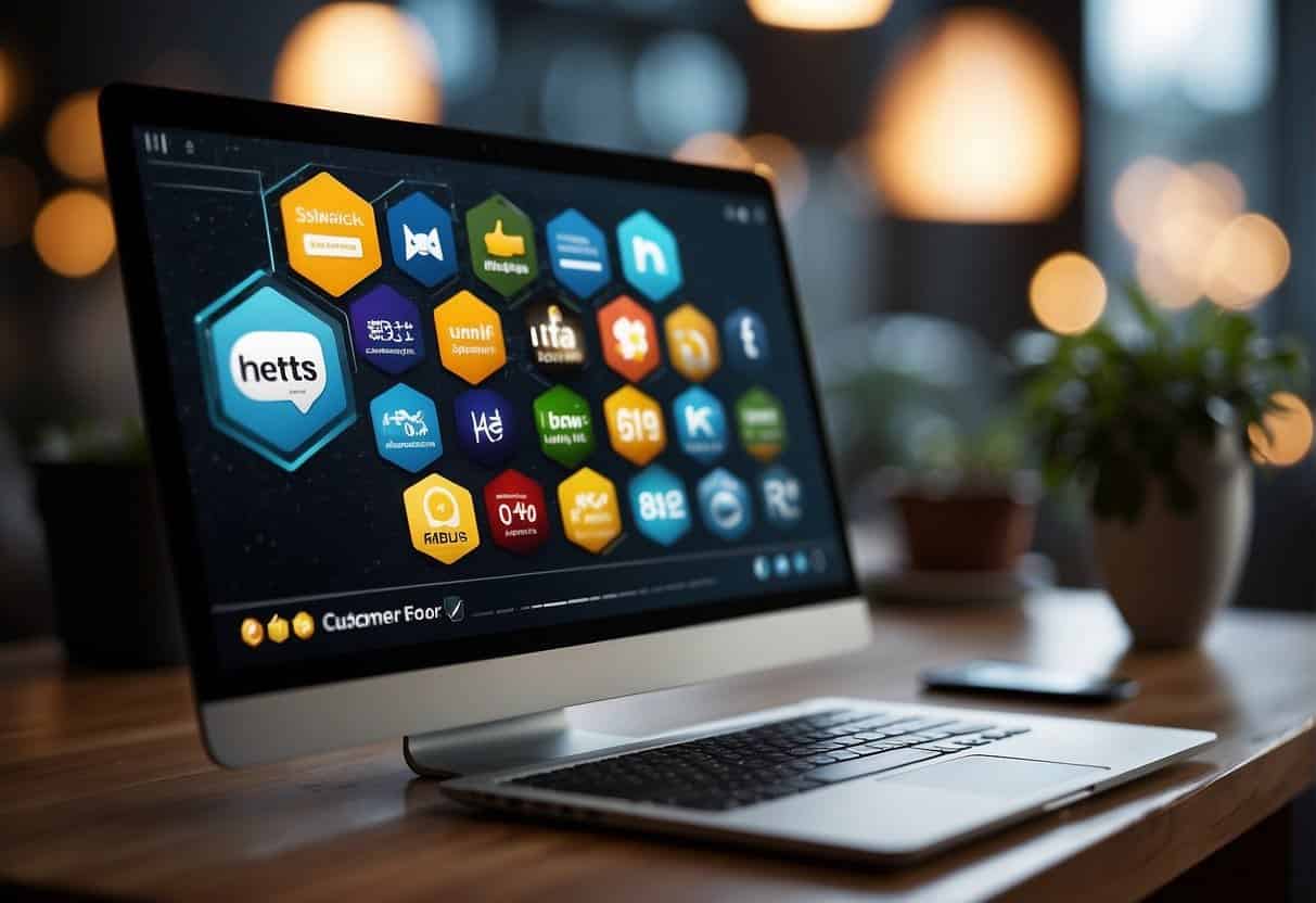 A webpage with customer reviews and positive feedback displayed. Company logos and ratings visible. Engaging design elements and clear call-to-action buttons