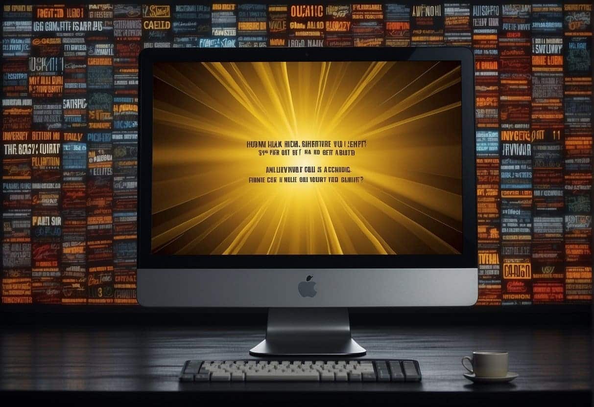 A computer screen displaying a powerful web design with impactful typography, evoking emotions through bold and expressive lettering