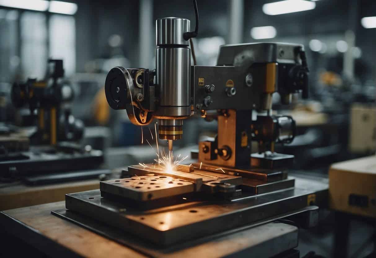 Traditional crafts and manufacturing processes face challenges in integrating AI technology. Machinery and handcrafted items coexist in a workshop setting