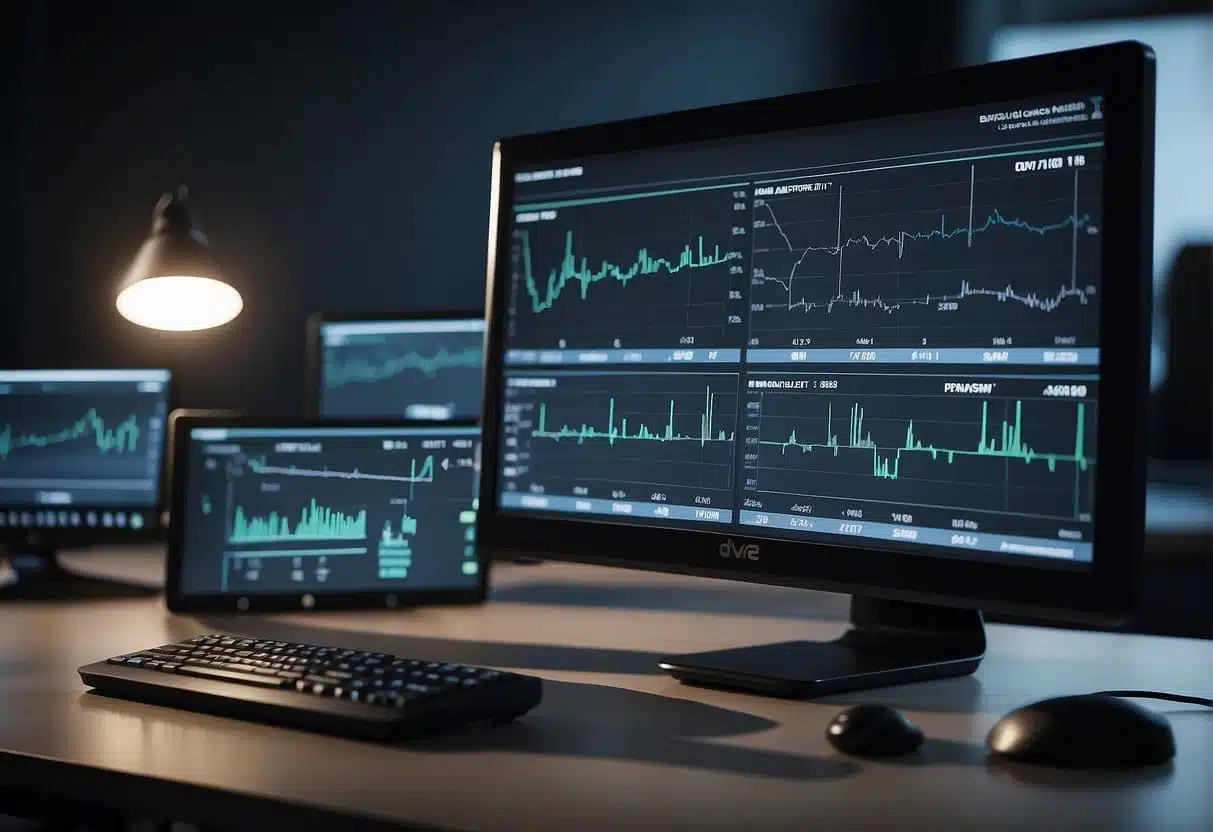 A computer screen displaying various charts and graphs tracking the progress of an AI training program