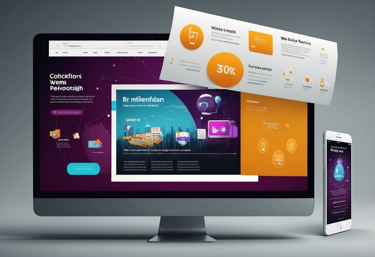 A web page with bold imagery, icons, and clear visual hierarchy to convey the importance of web marketing