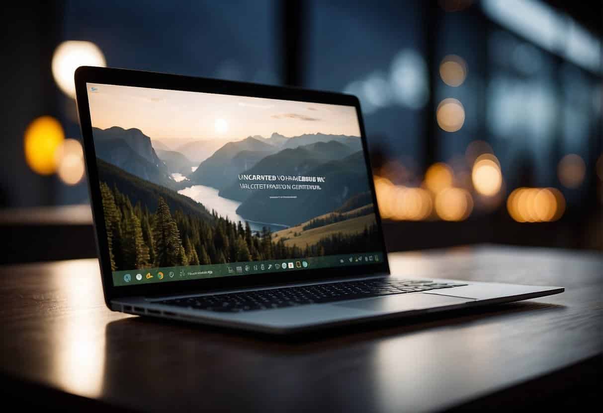 A laptop displaying a website with a captivating visual narrative, evoking strong emotions through design elements and storytelling