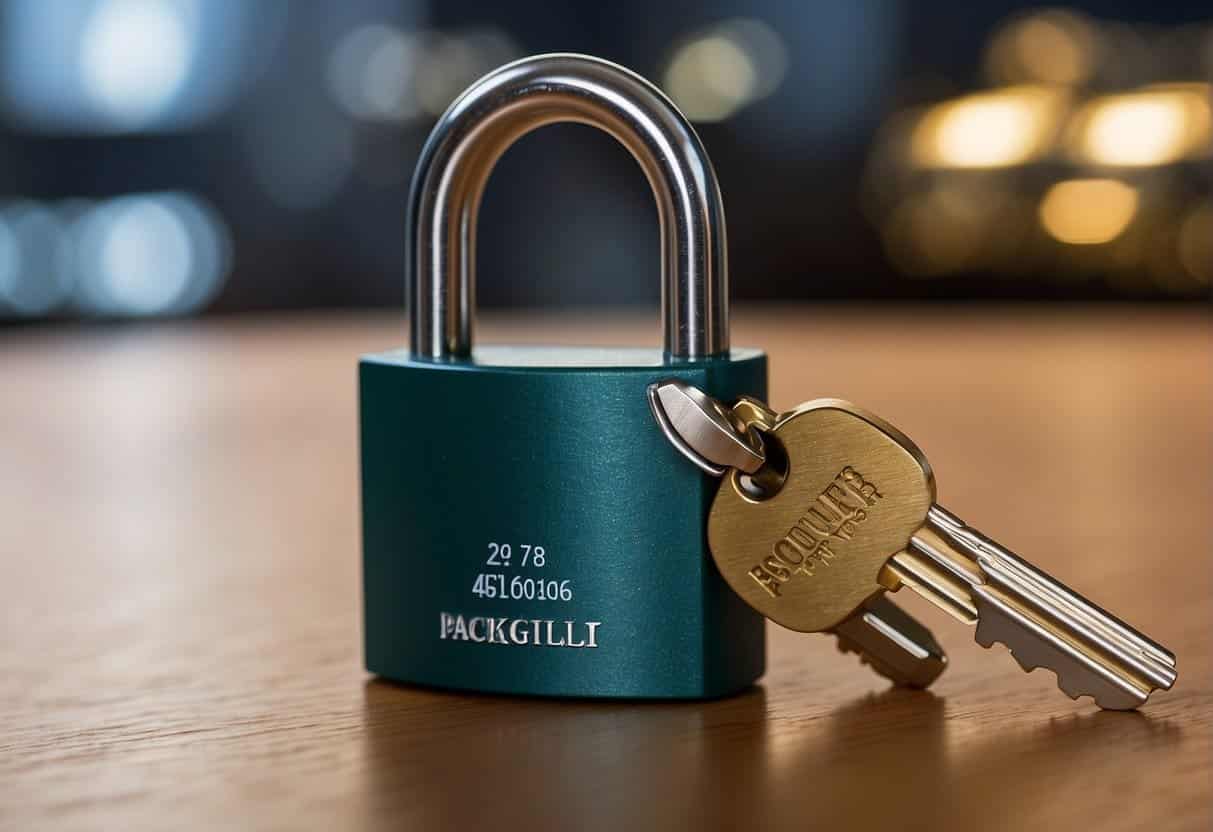 A padlock symbolizes security, growing larger as it overshadows a magnifying glass searching for SEO keywords