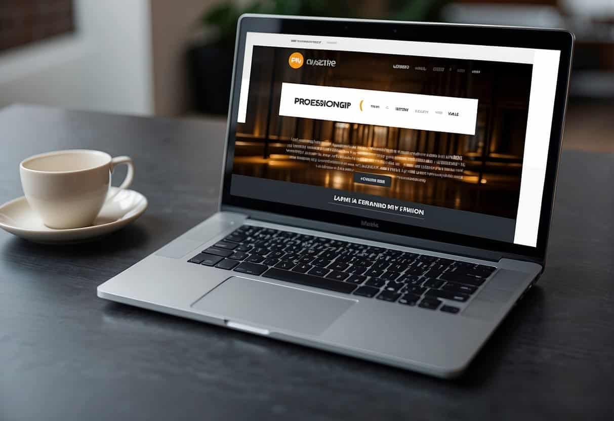A laptop displaying a sleek, modern website with bold typography and cohesive branding elements. The site exudes professionalism and leaves a lasting impression on visitors
