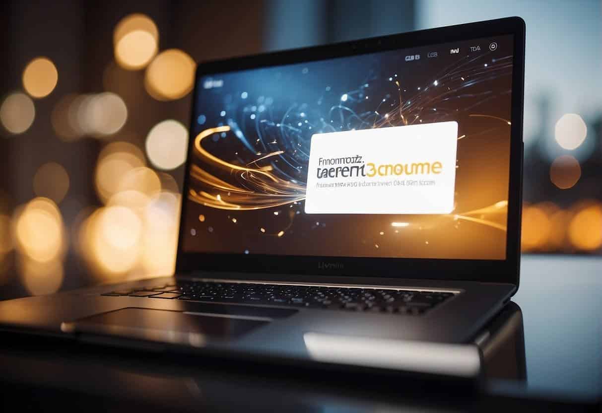A logo shines brightly on a computer screen, reflecting a strong brand identity through a sleek and modern website design