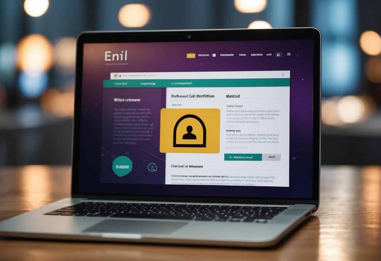A computer screen displaying a website with a seamless integration of email marketing tools. The website design features clear call-to-action buttons and a user-friendly interface