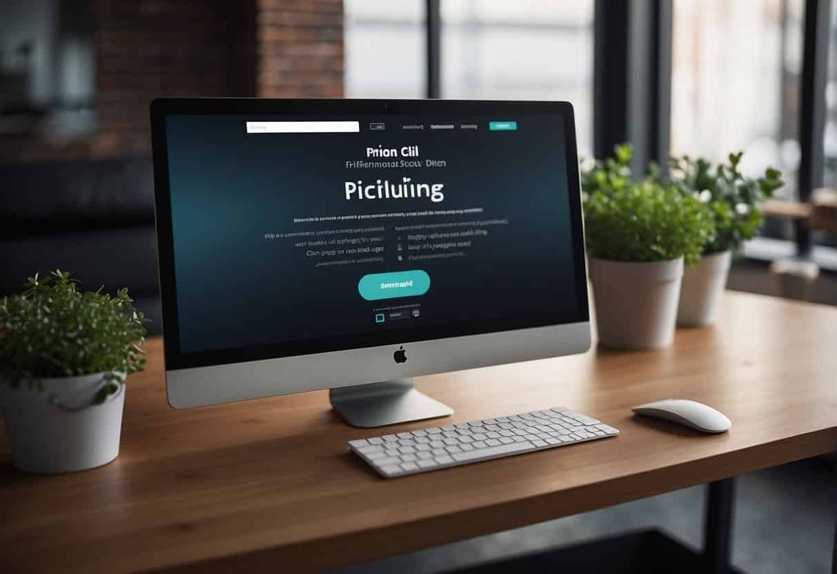 A computer screen displaying a pricing page with clear, easy-to-read text and visually appealing design elements. A prominent call-to-action button stands out, inviting users to sign up or purchase