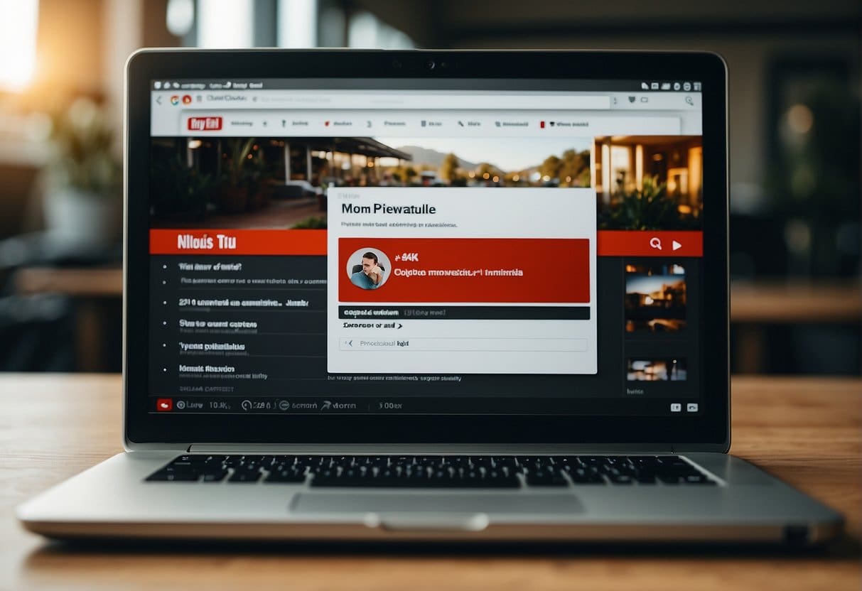 A laptop displaying a YouTube FAQ page with comments and likes