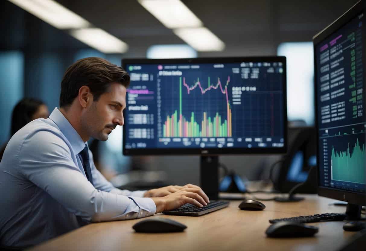 A company's profits decrease as they outsource work overseas. The financial implications of outsourcing are depicted through declining revenue and rising costs