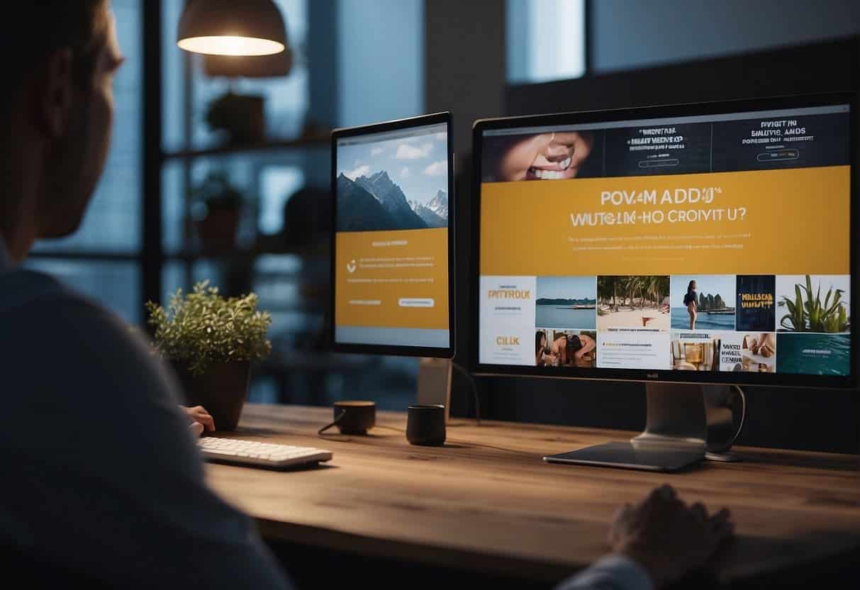 A website with pop-up ads interrupts user browsing, causing frustration and distraction. Users struggle to navigate and complete tasks due to the disruptive nature of the pop-ups