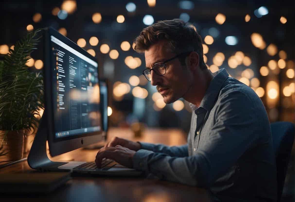 A frustrated user navigates a website, encountering multiple pop-ups that disrupt their experience and hinder their ability to access content