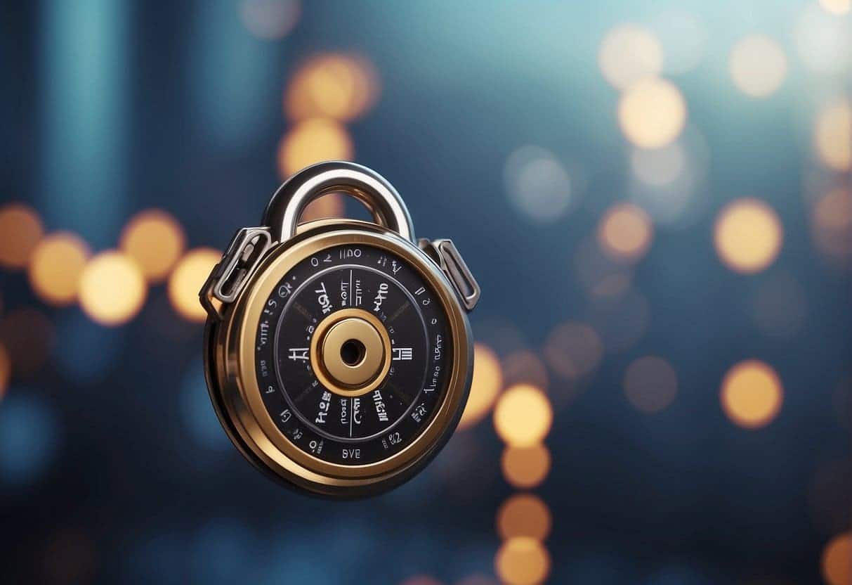 A digital lock symbolizing trust is surrounded by technology features, AI, and website security elements