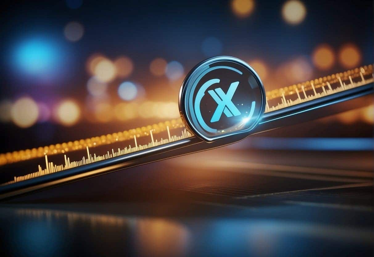 A website loading bar speeds up as a graph showing improved performance and user experience intersects with a search engine optimization symbol