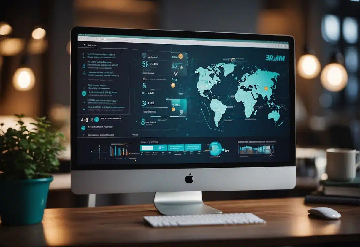 A computer screen displaying gamification tools and software with web design elements