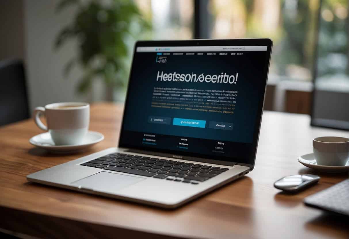 A computer screen displaying a website with "https://" in the URL bar, while a search engine displays improved rankings for the site