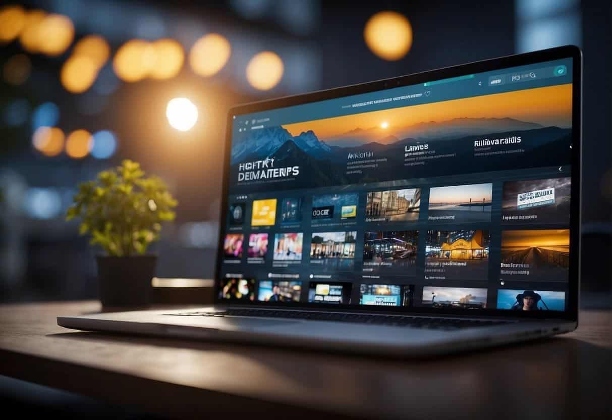 A computer screen displaying various website design options with customizable features and flexible layouts