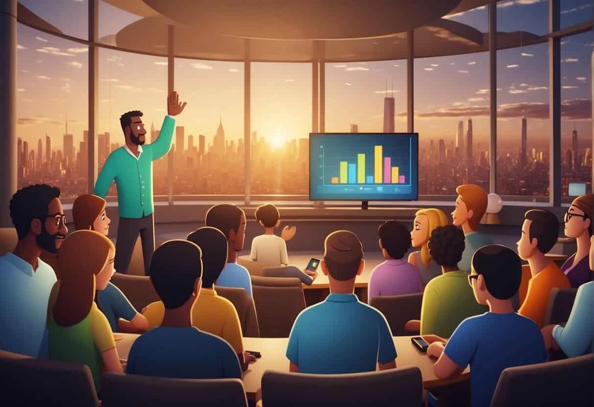 A colorful animated explainer video captivates a diverse audience, conveying a compelling narrative with impactful visuals and engaging storytelling