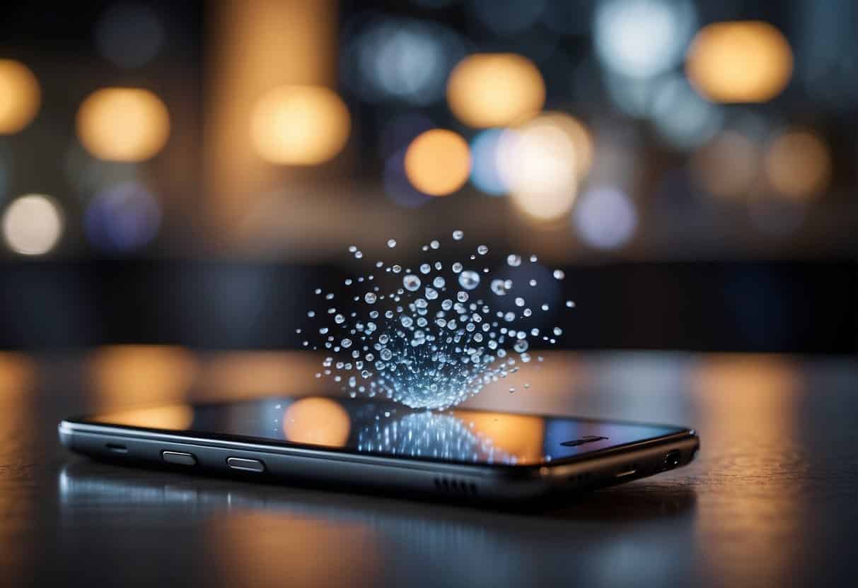 A mobile phone displaying a website with high-quality content and optimized for SEO, with clear navigation and fast loading speed