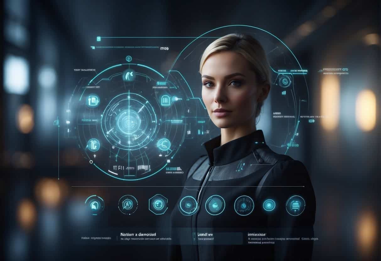 A futuristic AI interface displaying user consent options for web experiences, with dynamic data visualization and seamless interaction