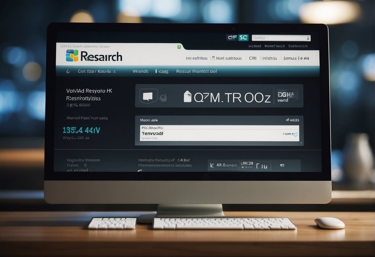 A computer screen displaying keyword research tools and a web address bar with a clear, SEO-friendly URL